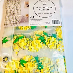 Lemons Peva Shower Curtain Polka Dots Zigzag Patterns Metal Grommets Bright